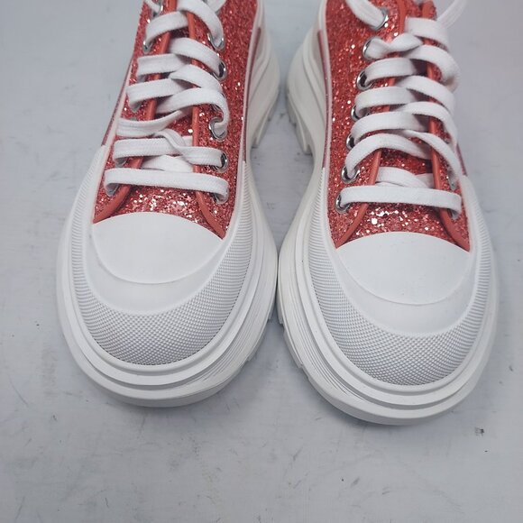 ALEXANDER MCQUEEN Glitter Low Top Sparkle Pink Platform Chunky Sneaker - Picture 9 of 13